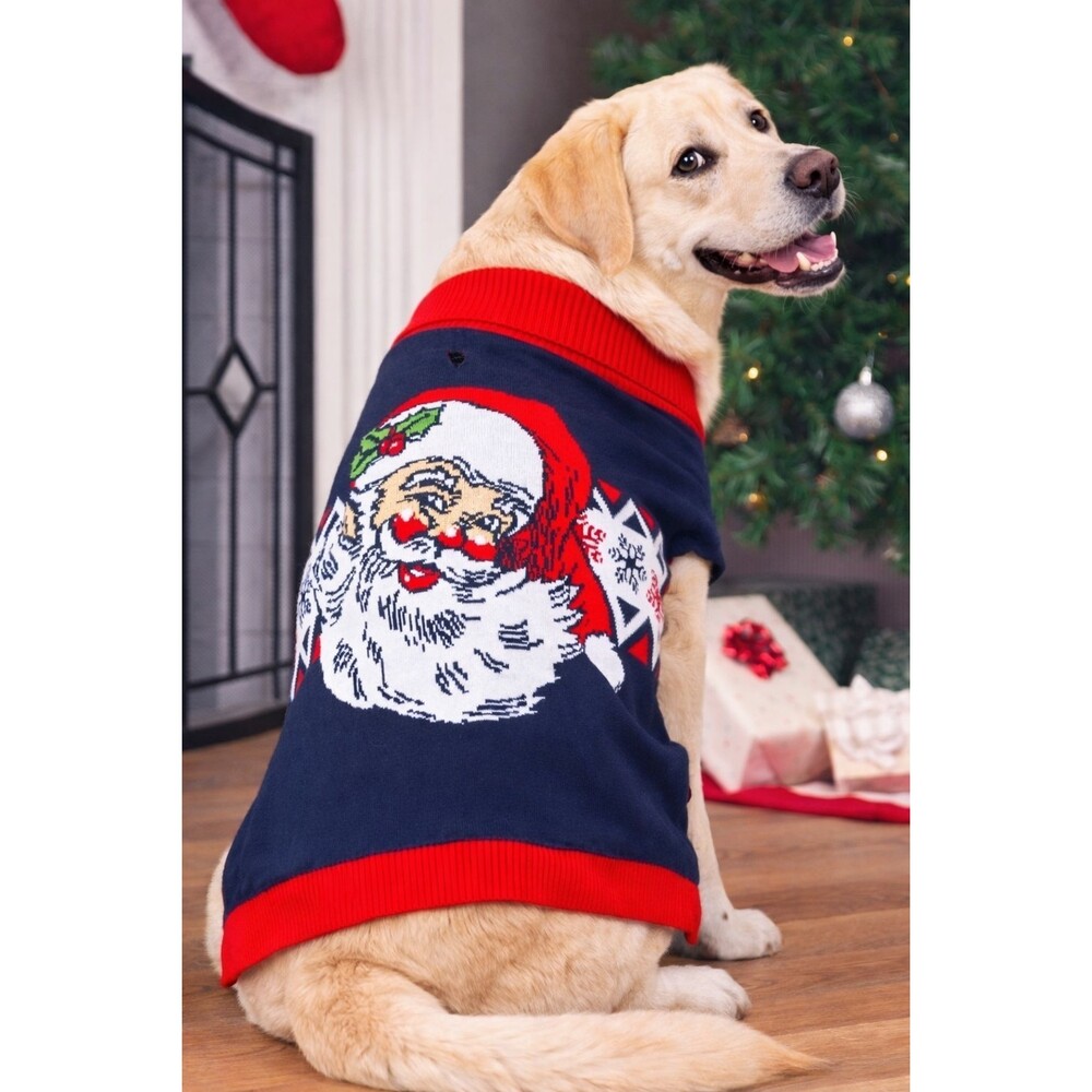 Vintage Doggie Dog Christmas Santa Sweater New NWT Small Xmas Holiday